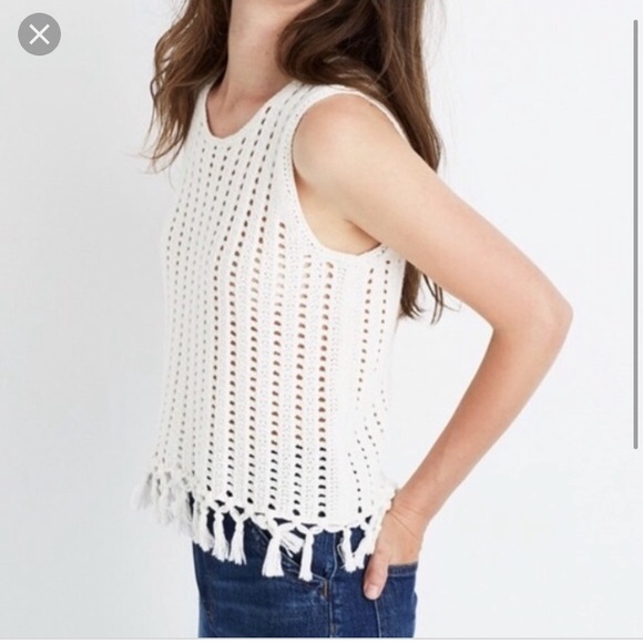 New madewell crochet tank sweater tassel blouse - Picture 1 of 6